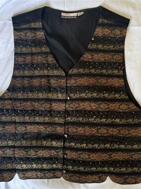 Woman Vest, Diana Marco, Sparkle Beading Rayon 80s 90s Vibe / M/L